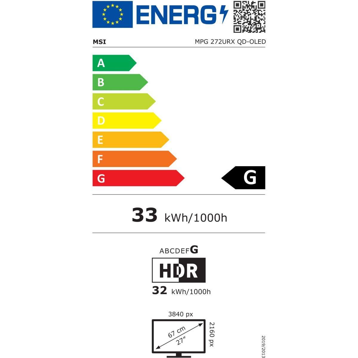 MSI Ecran PC Gamer MPG 272URX Plat 27'' QD-OLED 4K
