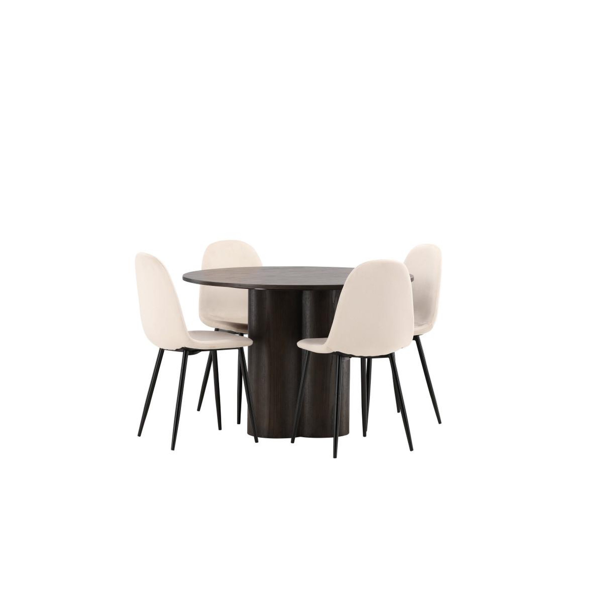 Voir la diapositive 3 : Paris Prix Ensemble table à manger & 4 chaises en velours  olivia & polar  110cm moka & beige