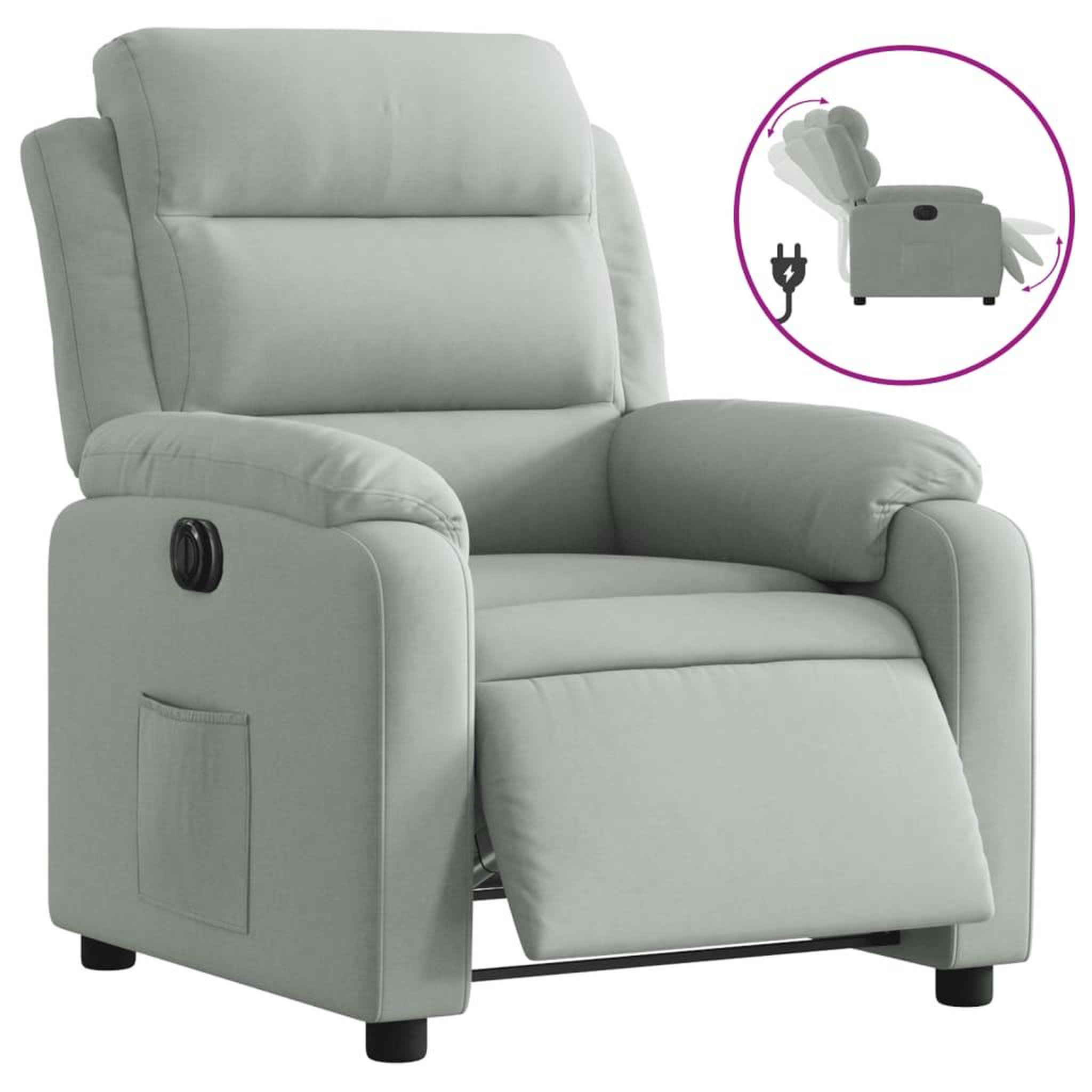 Voir la diapositive 2 : VIDAXL Fauteuil inclinable electrique gris clair velours