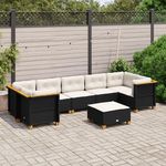 VIDAXL Salon de jardin 8 pcs avec coussins noir resine tressee