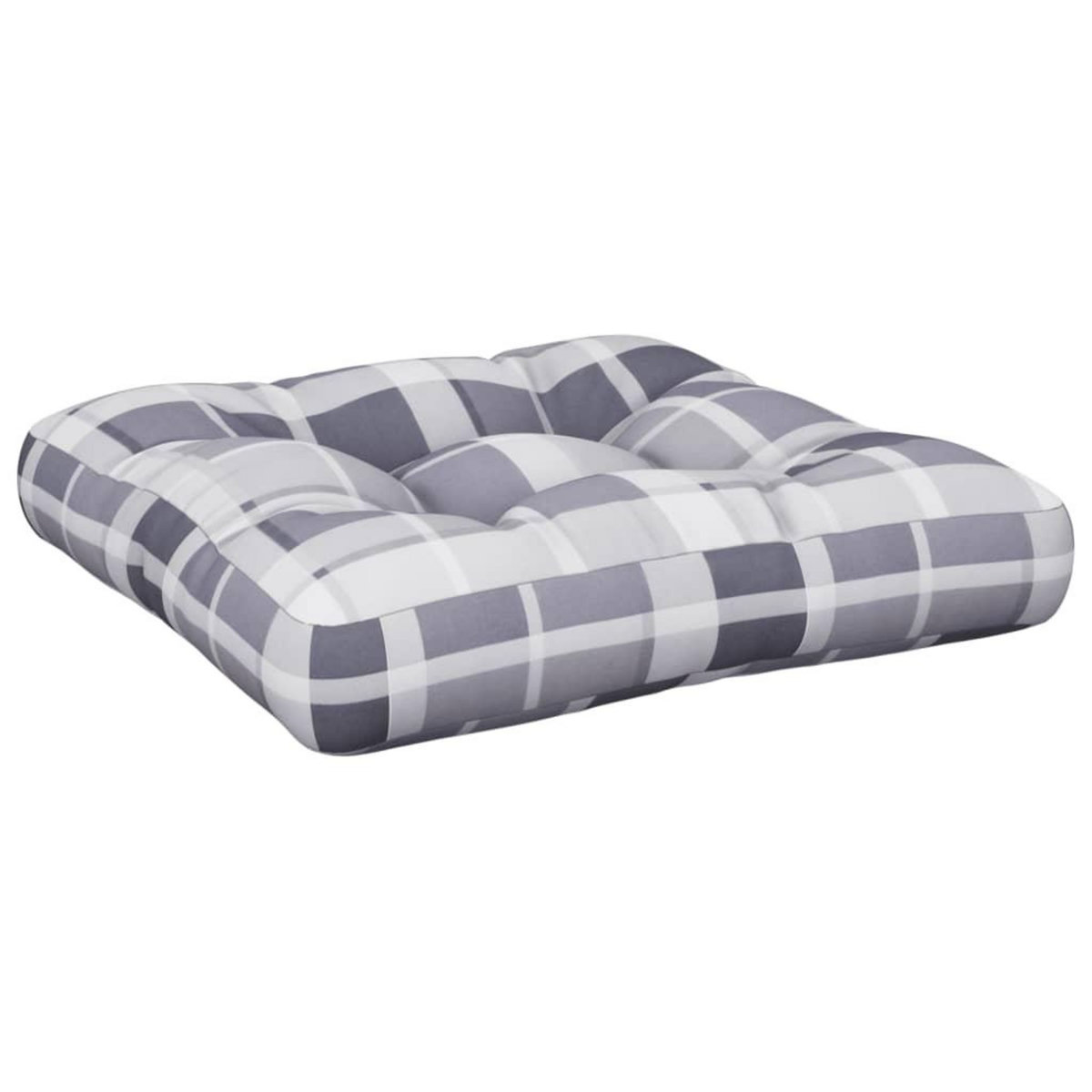 VIDAXL Coussin de palette motif a carreaux gris 60x60x12 cm tissu