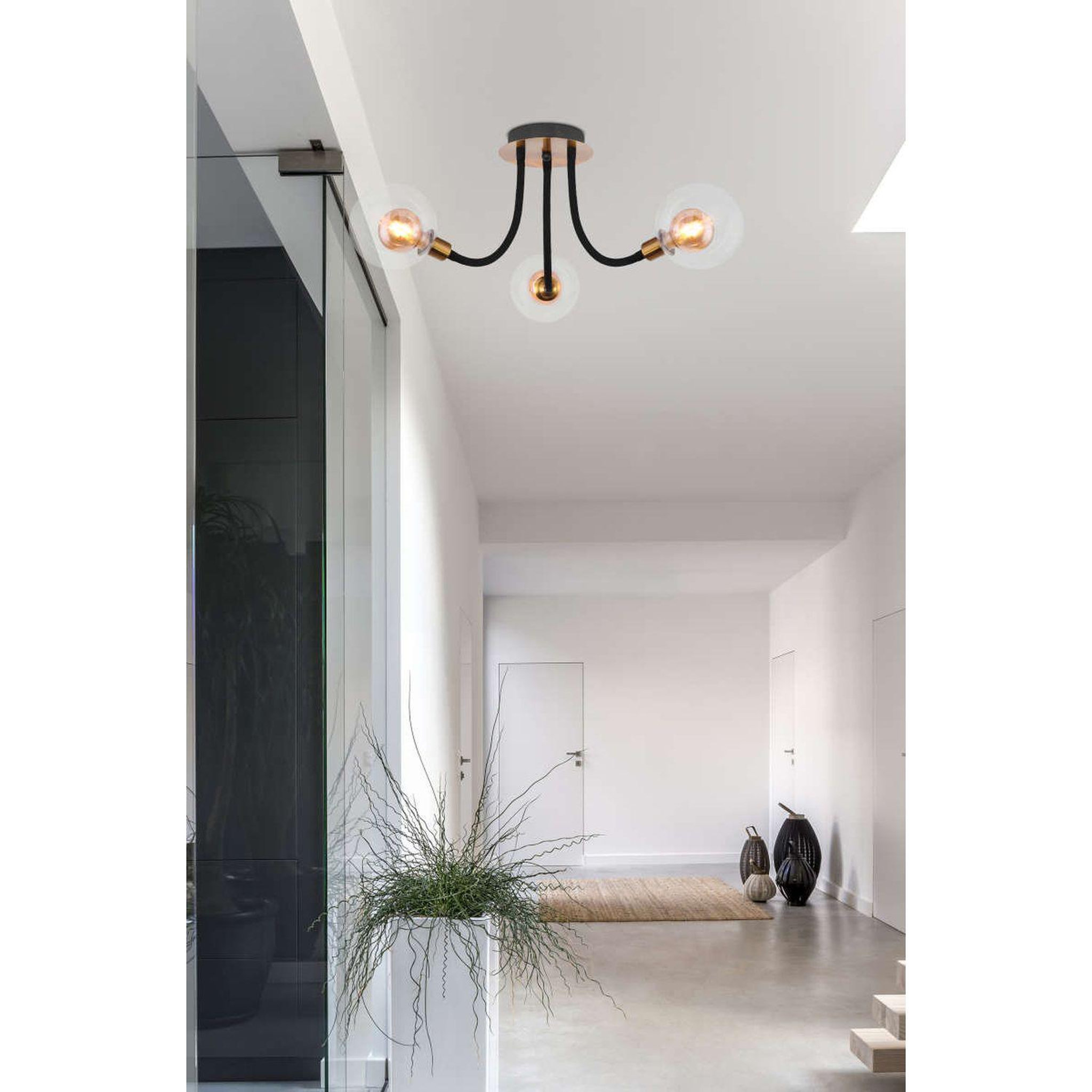 Voir la diapositive 2 : GLOBO Plafonnier led design eddy - noir et doré
