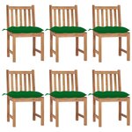 VIDAXL Chaises de jardin lot de 6 avec coussins Bois de teck massif