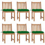 Voir la diapositive 1 : VIDAXL Chaises de jardin lot de 6 avec coussins Bois de teck massif