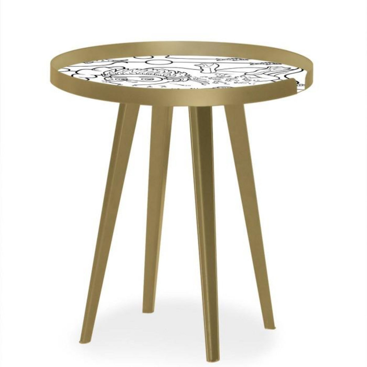 Paris Prix Table d'Appoint à Rebord 3 Covers  Kid  45cm Or