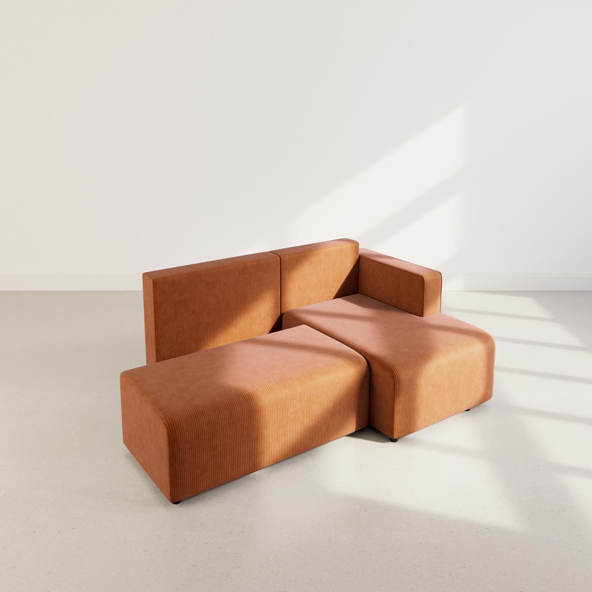 Voir la diapositive 3 : BEST MOBILIER Topaze - canapé d'angle droit 4 places convertible avec coffre en velours côtelé