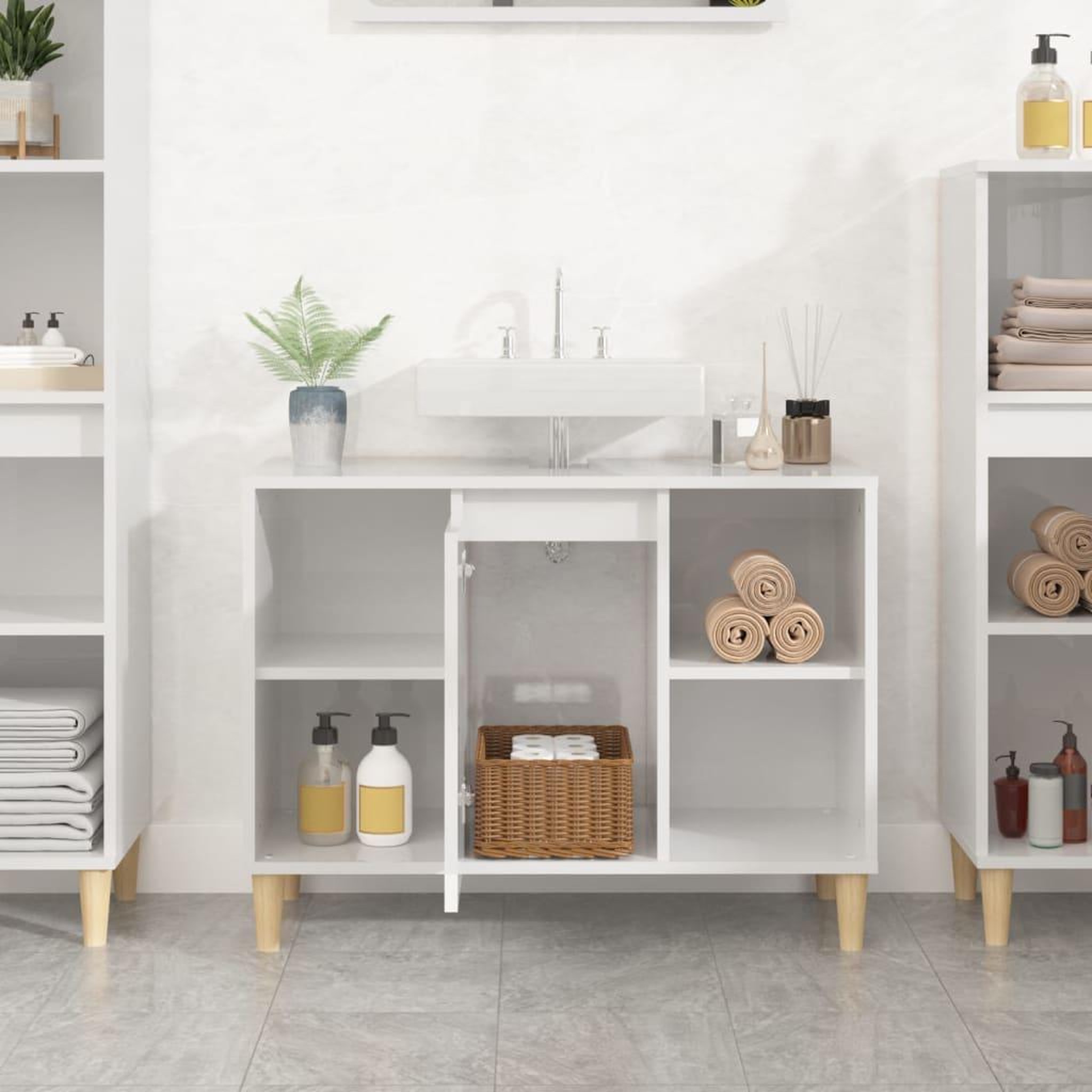 Voir la diapositive 3 : VIDAXL Meuble d'evier blanc brillant 80x33x60 cm bois d'ingenierie