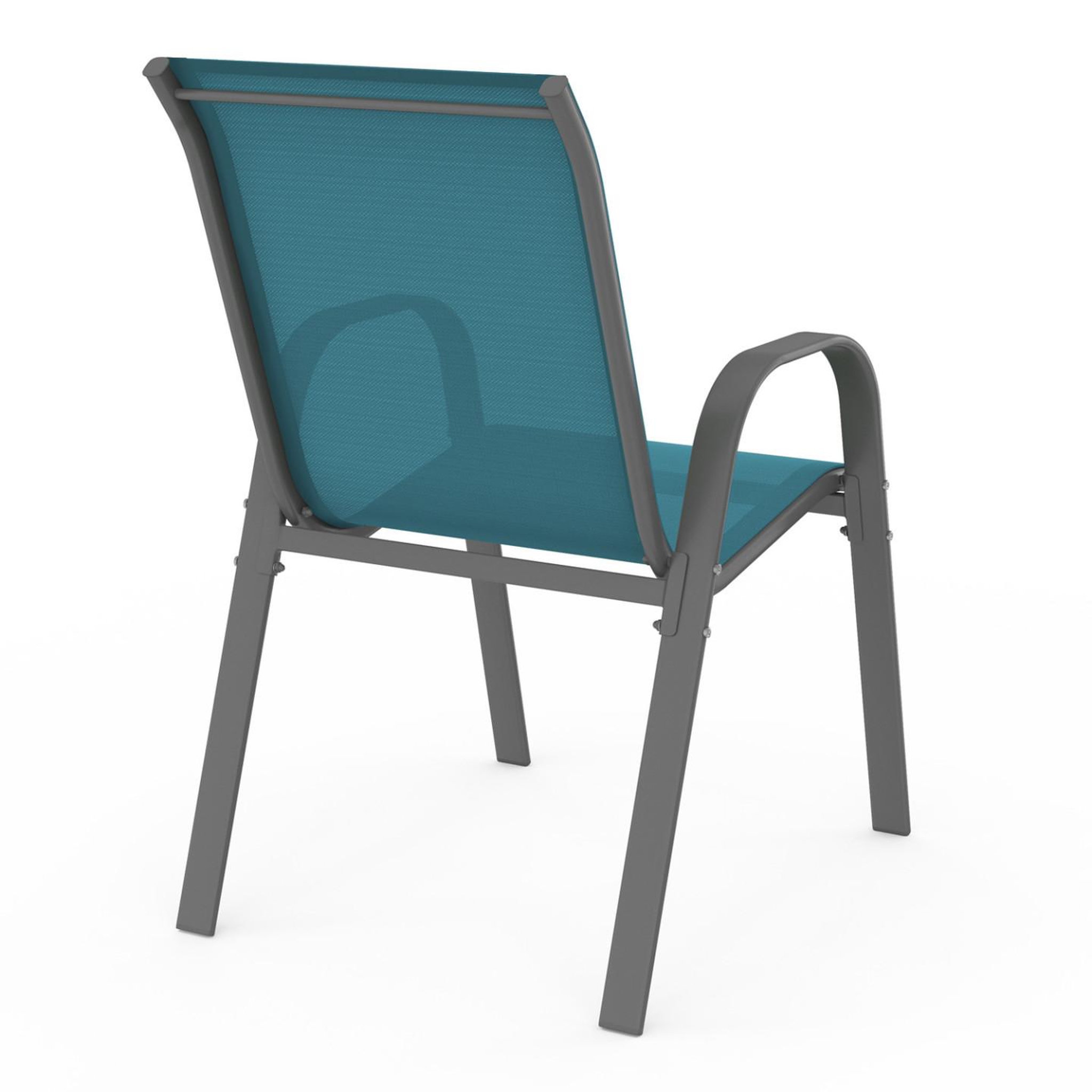 Voir la diapositive 5 : ID MARKET Lot de 4 chaises de jardin lyma métal et textilène empilables mix color gris, noir et bleu
