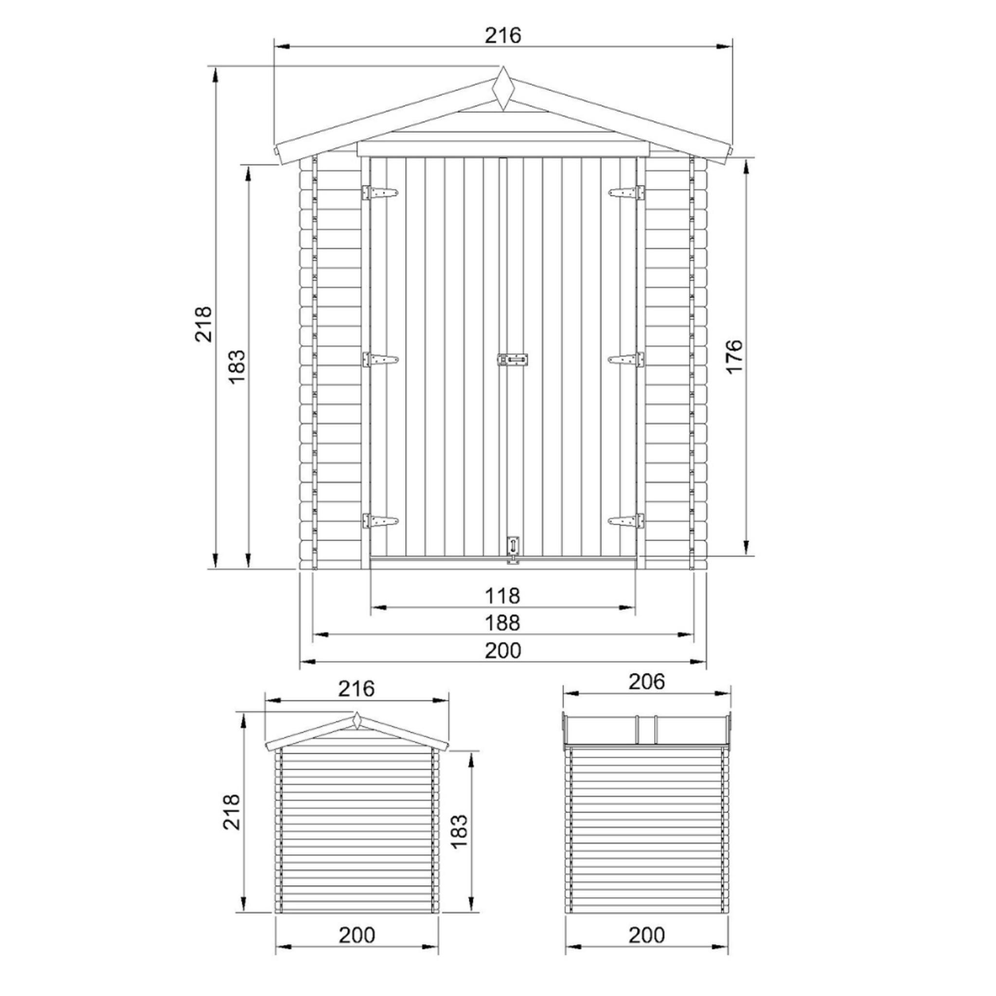 Voir la diapositive 6 : TIMBELA Abri de Jardin En Bois 3,53 m², Cabanon de Jardin, Outils, Sans Plancher M343C1