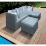 Voir la diapositive 2 : Habitat et Jardin Salon de jardin bas en résine tressée  Diya  3 places - Gris clair
