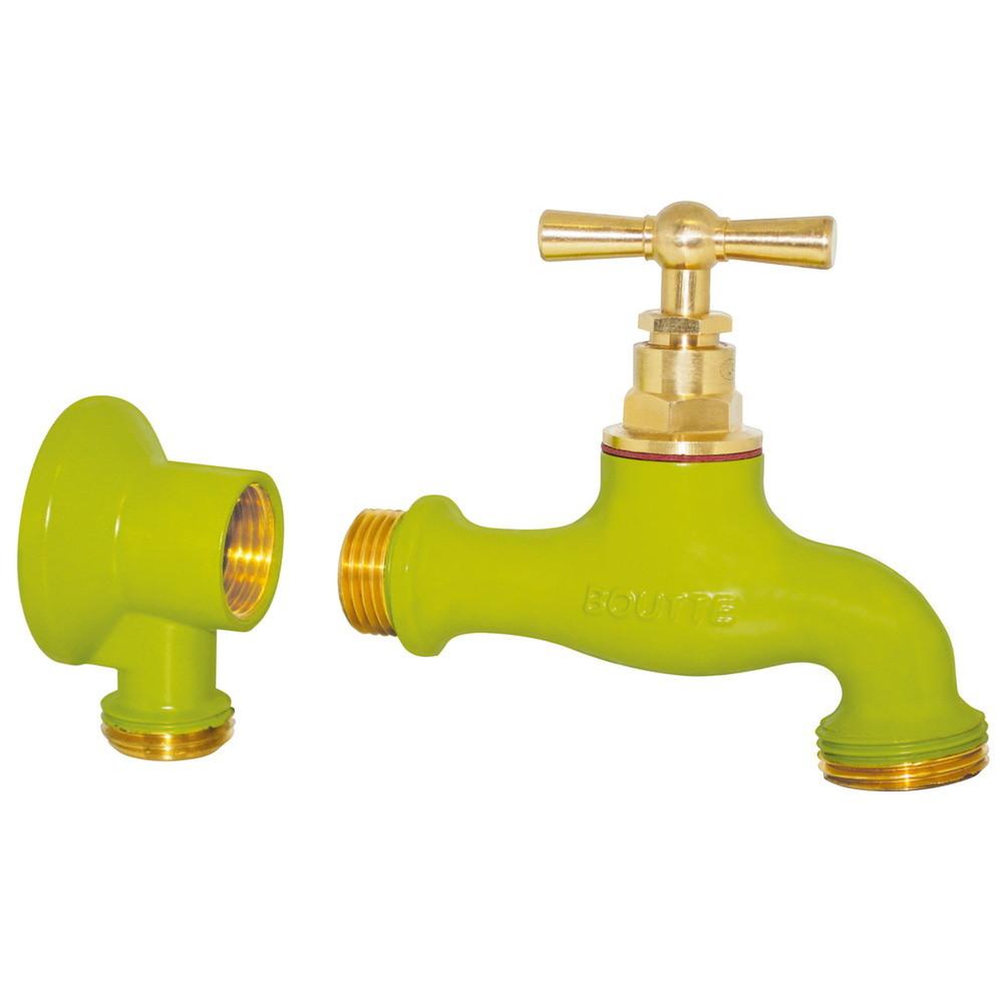 CENTRALE BRICO Kit robinet vert anis en laiton peinture époxy, 15x21, 20x27, avec applique