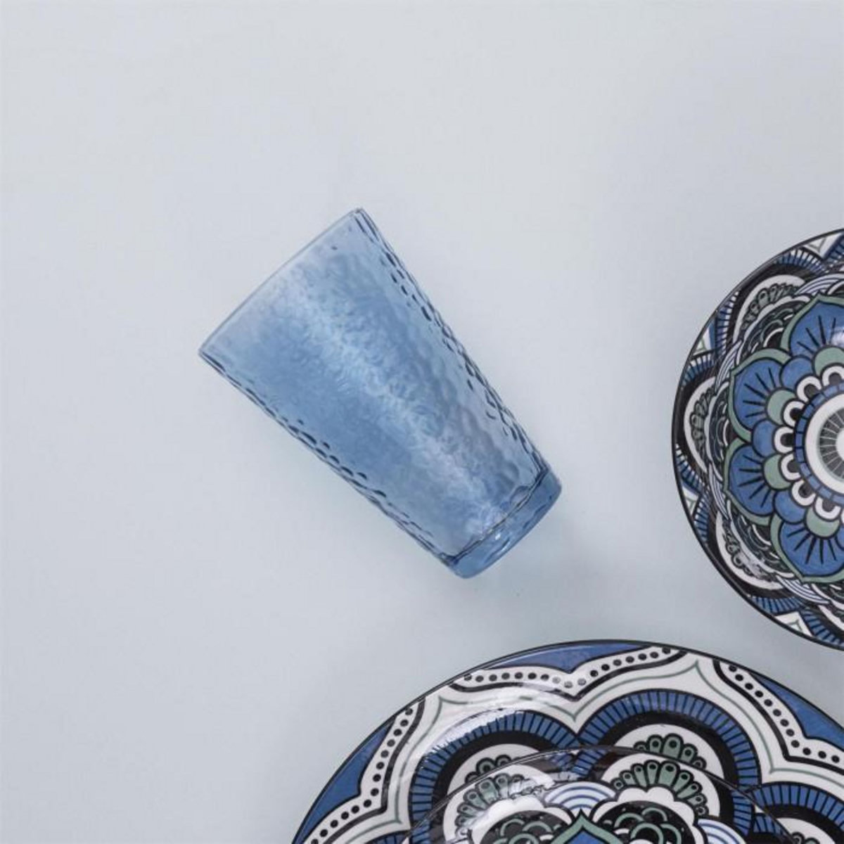 Paris Prix Lot de 6 Verres à Eau  Martelé  34cl Bleu Fumé