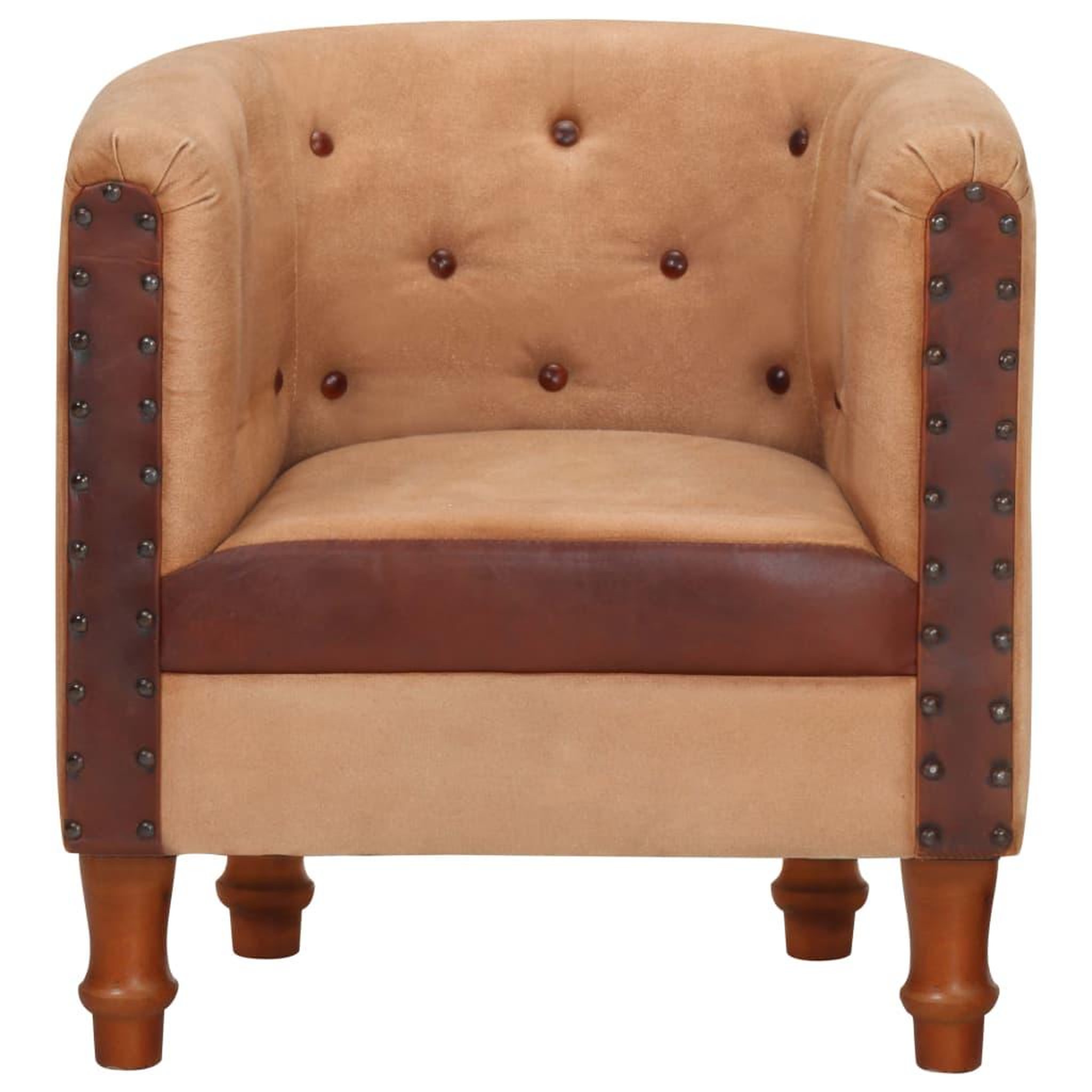 Voir la diapositive 2 : VIDAXL Chaise cabriolet marron cuir veritable bois de manguier massif