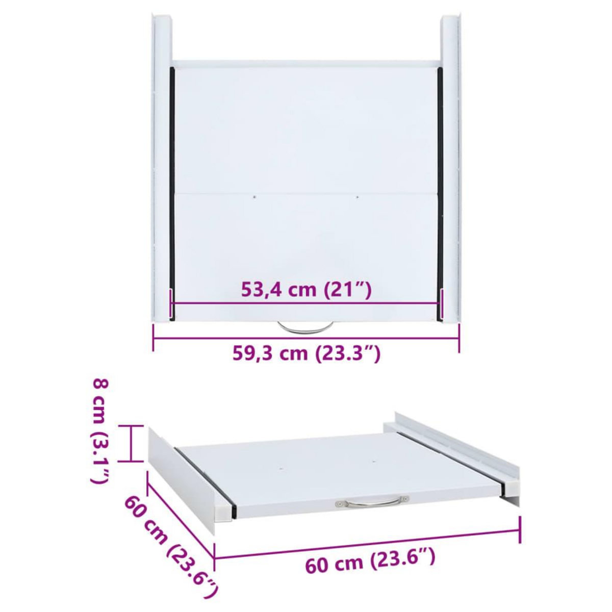 VIDAXL Kit pour tour de lavage-sechage avec etagere coulissante
