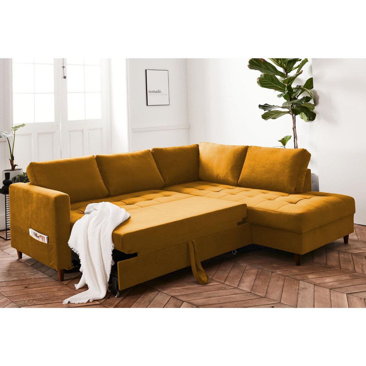 LISA DESIGN Anna - canapé d'angle droit - 5 places - convertible - en velours