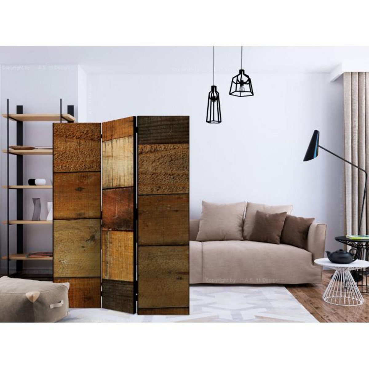 Paris Prix Paravent 3 Volets  Wooden Textures  135x172cm
