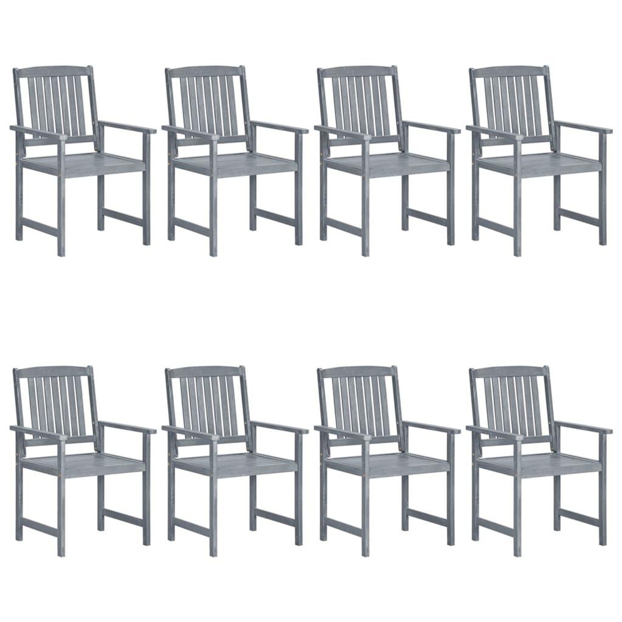 Voir la diapositive 1 : VIDAXL Chaises de jardin lot de 8 Bois massif d'acacia Gris
