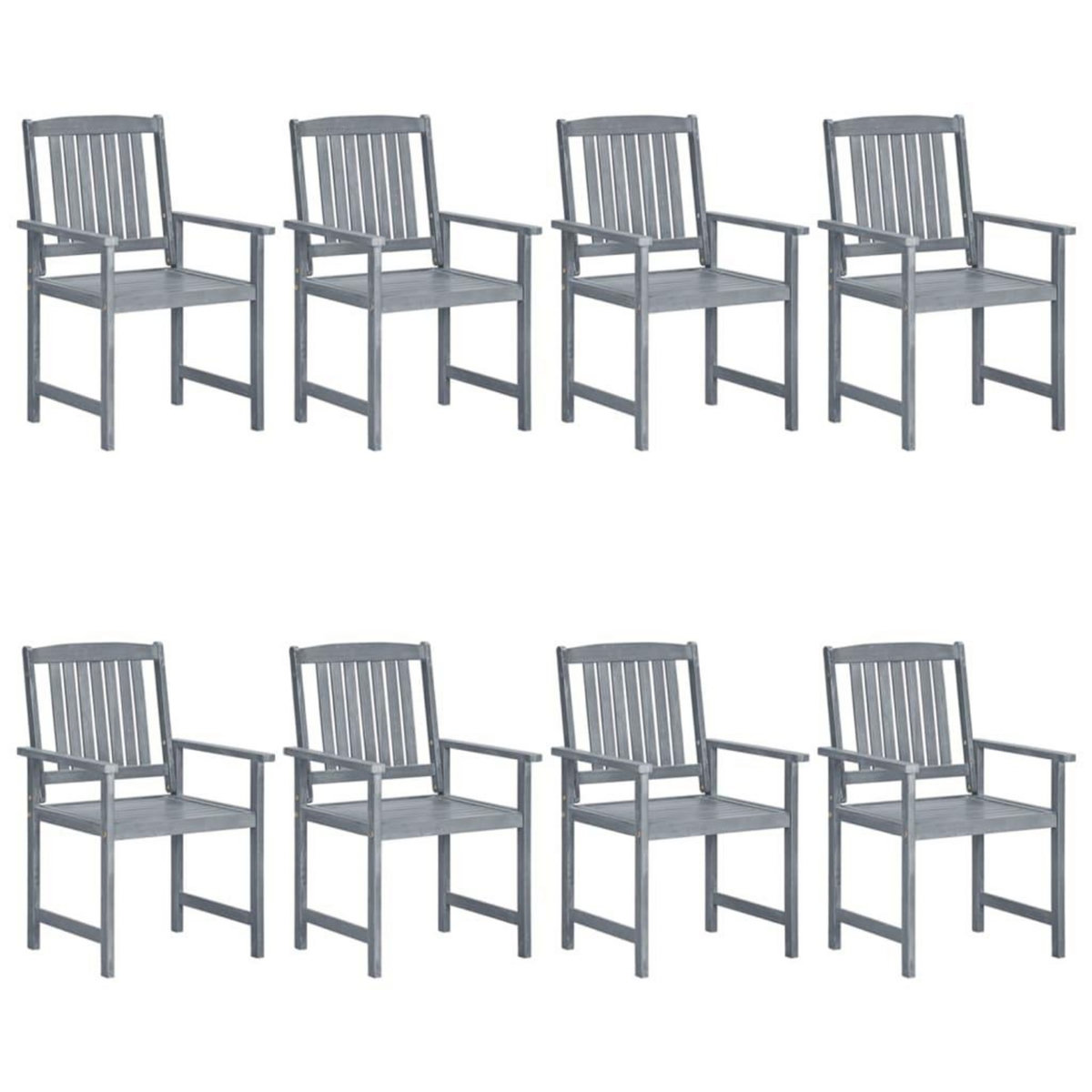 VIDAXL Chaises de jardin lot de 8 Bois massif d'acacia Gris