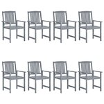 VIDAXL Chaises de jardin lot de 8 Bois massif d'acacia Gris