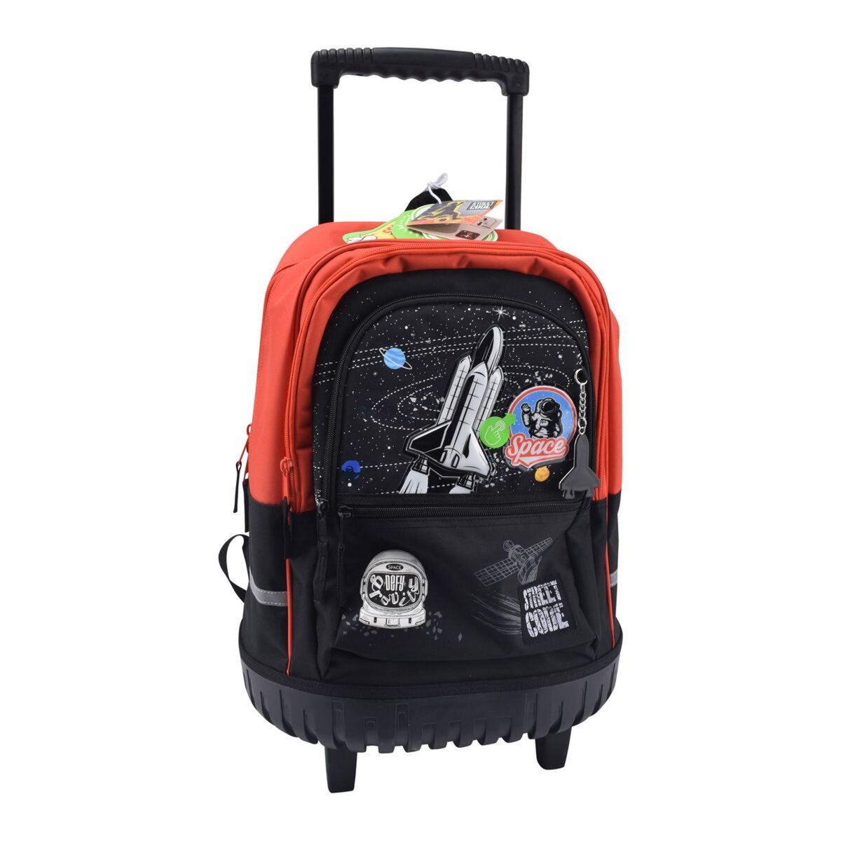 Sac à dos à roulettes Premium LED 3 compartiments polyester noir et orange SPACE STREET CODE