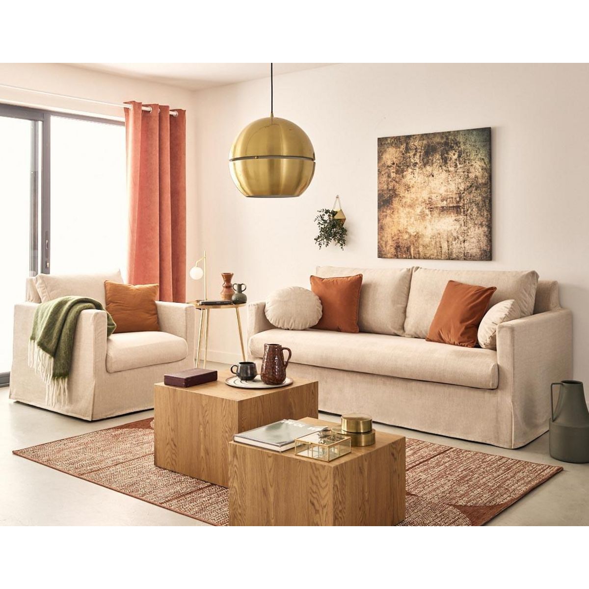 LISA DESIGN Serena - canapé droit déhoussable 3 places en velours