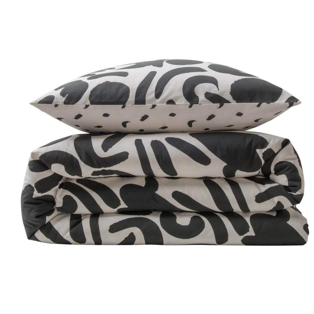 FUTURE HOME Parure de lit 2 personnes géométrique bicolore