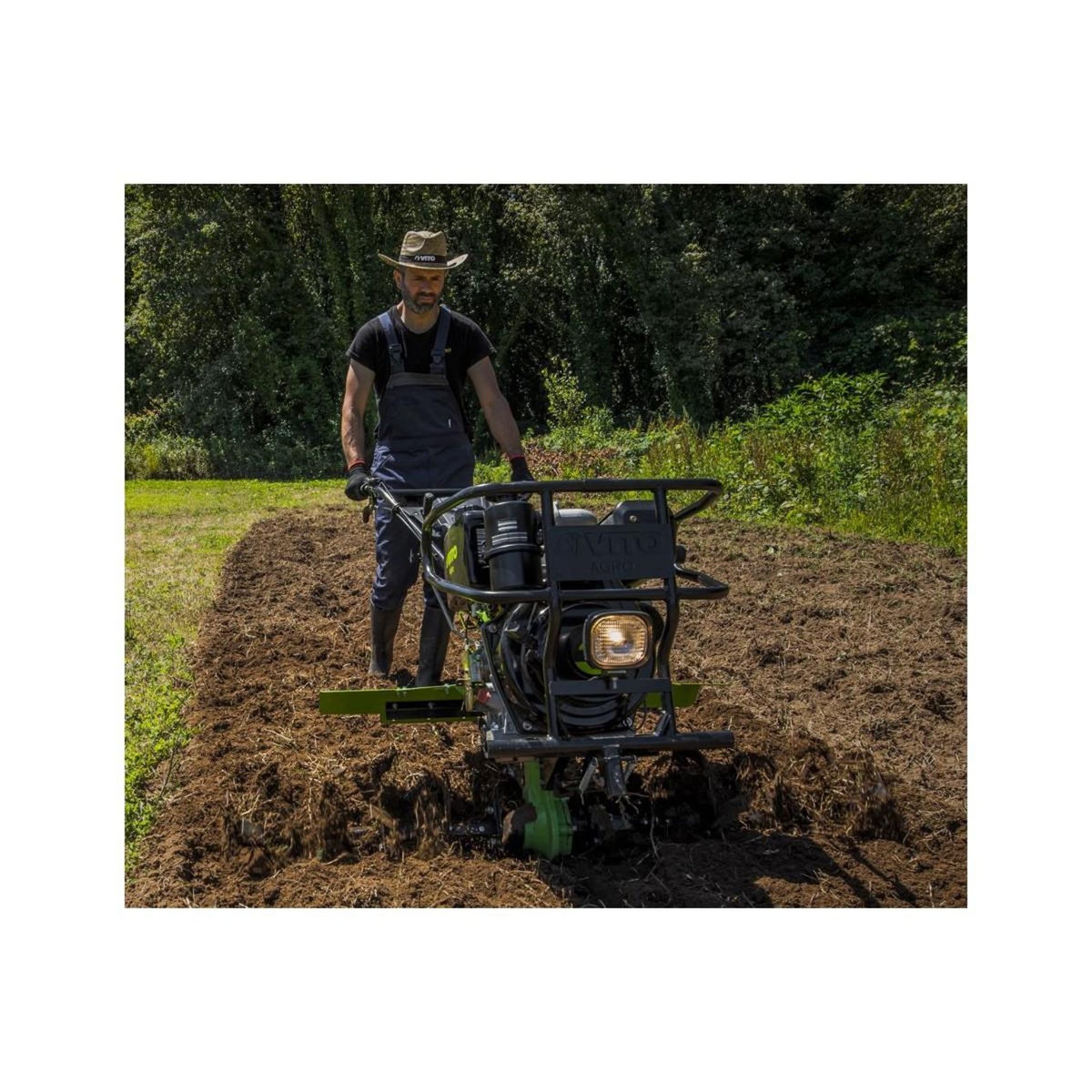 VITO Garden Motoculteur thermique diesel 12CV 4T Transmission directe Fraises et Butteur double VITO