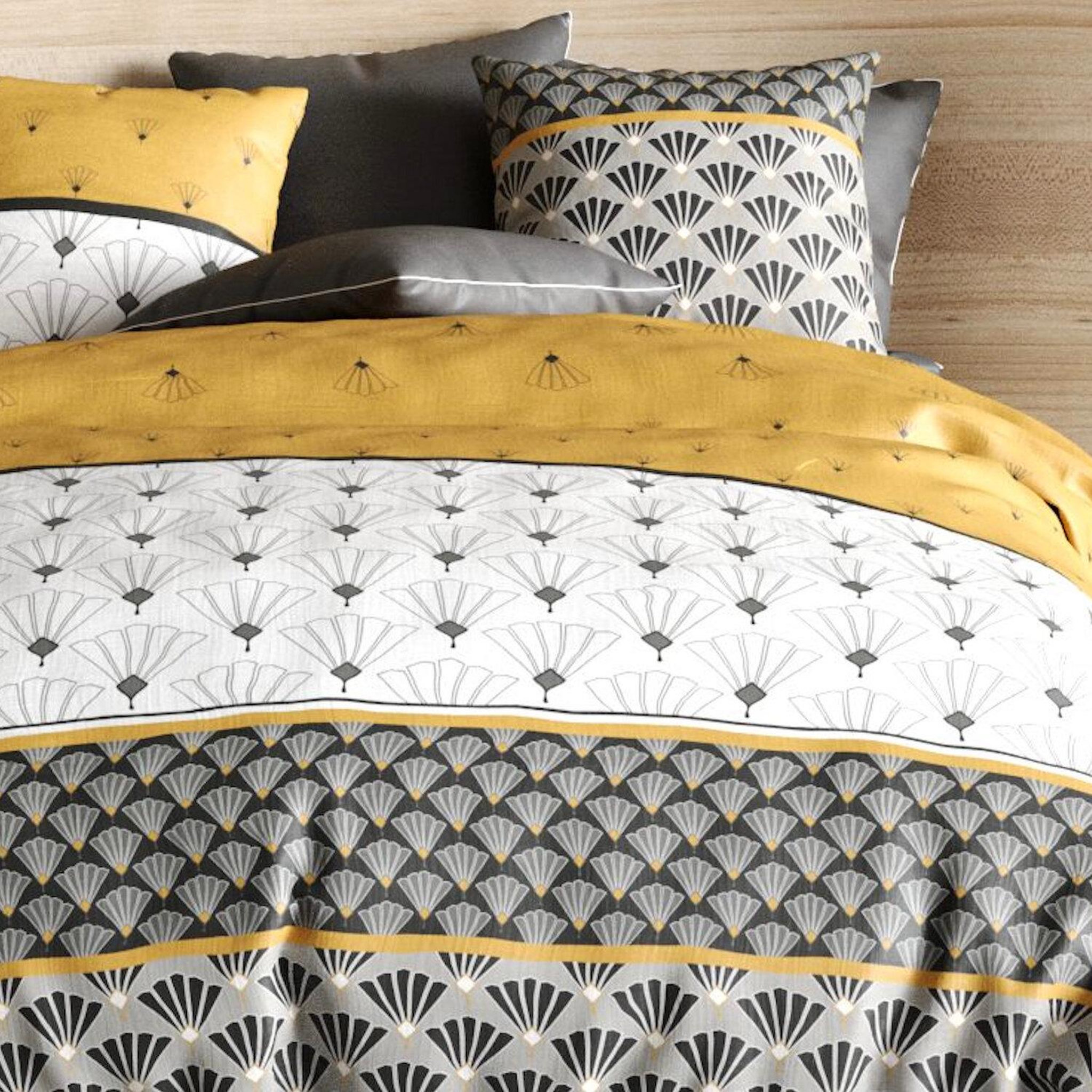 Voir la diapositive 2 : ATELIER DU COTON Parure housse de couette 100%coton 57fils léo