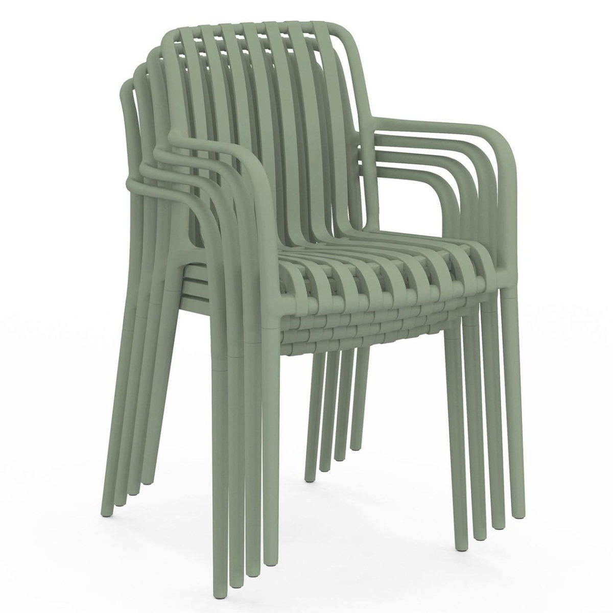 ID MARKET Lot de 4 chaises de jardin empilables BILBAO en polypropylène vert