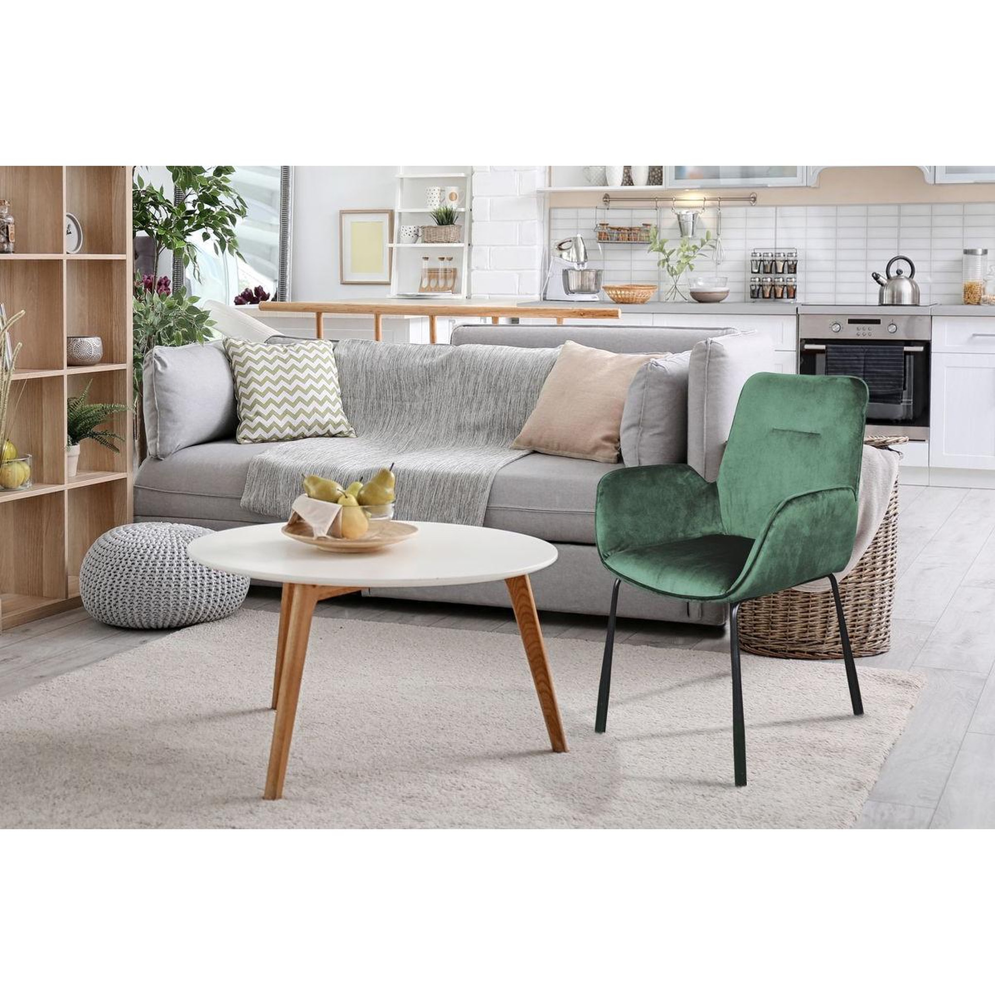 Voir la diapositive 2 : Paris Prix Chaise design en velours  eliot  87cm vert