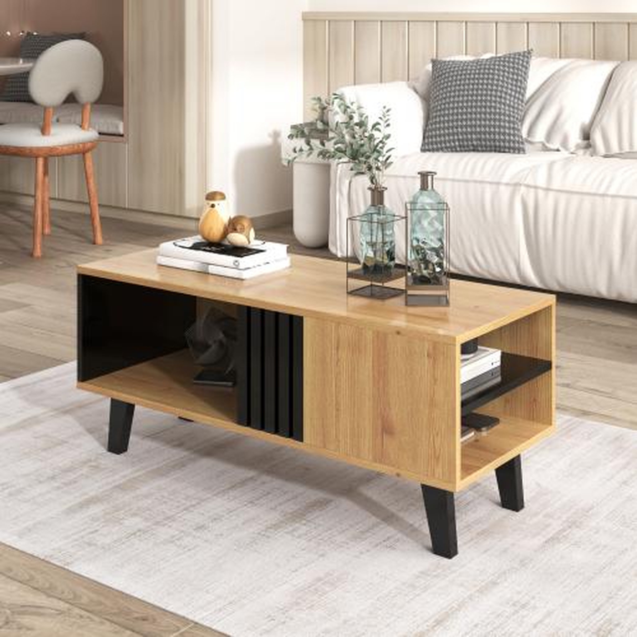 Voir la diapositive 4 : MERAX Table basse rectangulaire naturel - 60x100 cm panneau de particules