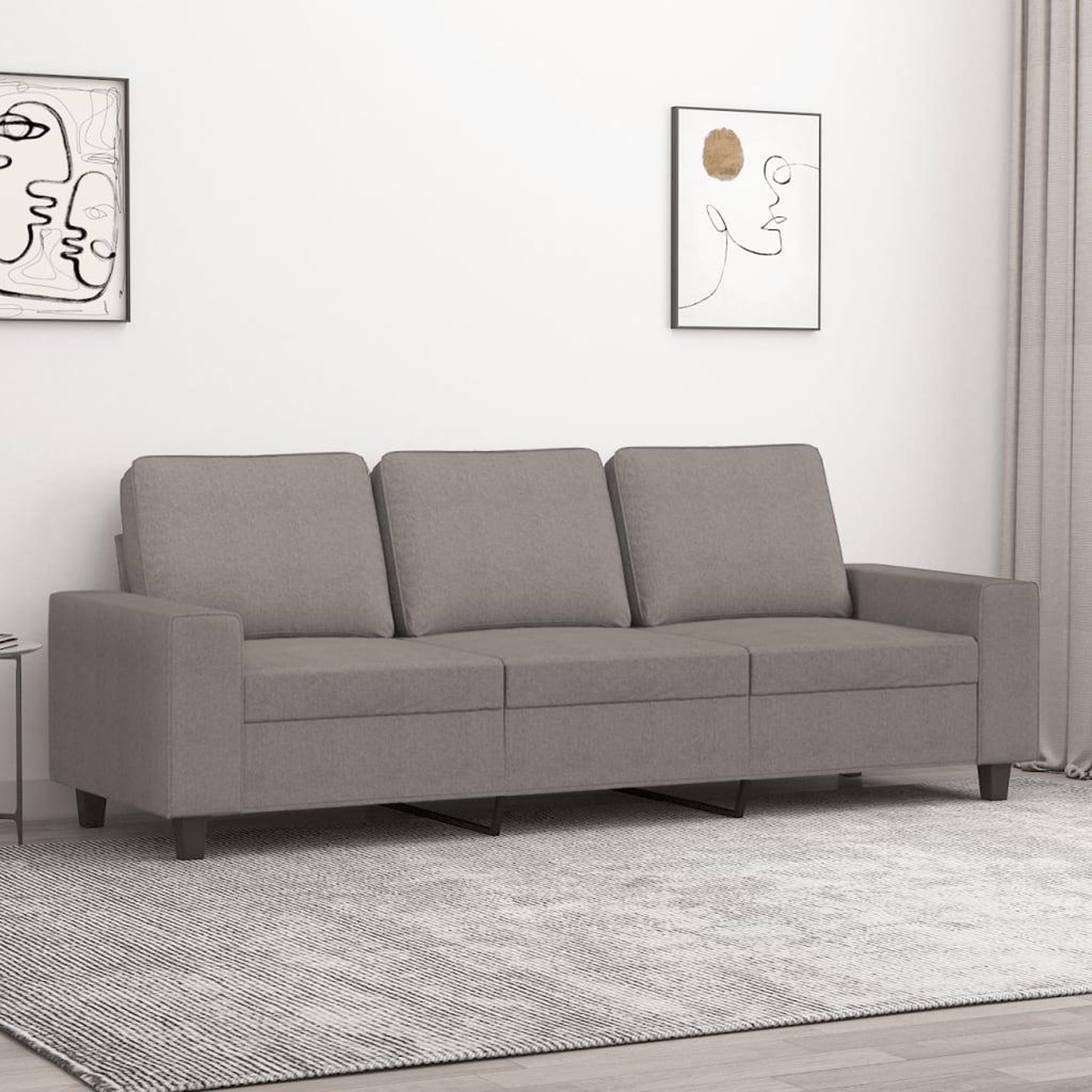 VIDAXL Canape a 3 places Taupe 180 cm Tissu