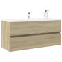 Voir la diapositive 1 : VIDAXL Armoire de lavabo de salle de bain chene sonoma 100x38,5x45 cm