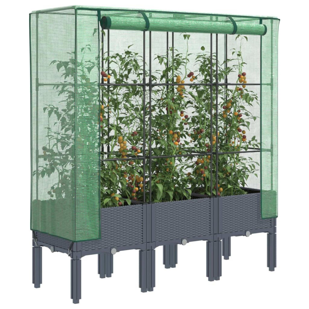 VIDAXL Jardiniere surelevee avec housse aspect rotin 120x40x140 cm