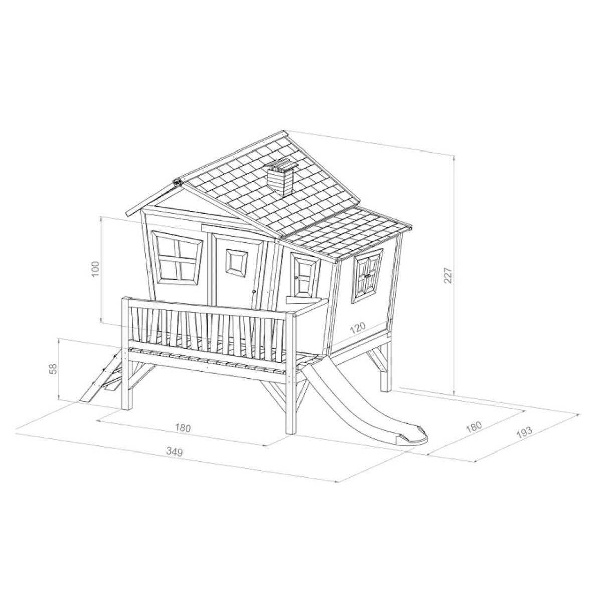 Axi House Maisonnette Emma marron-vert toboggan gris