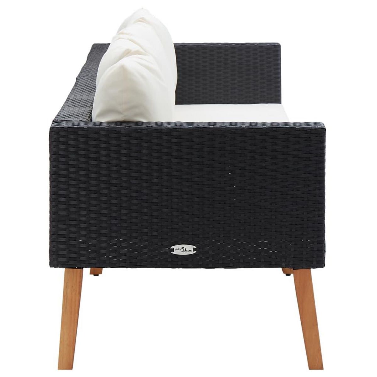 VIDAXL Canape de jardin a 3 places avec coussins Resine tressee Noir