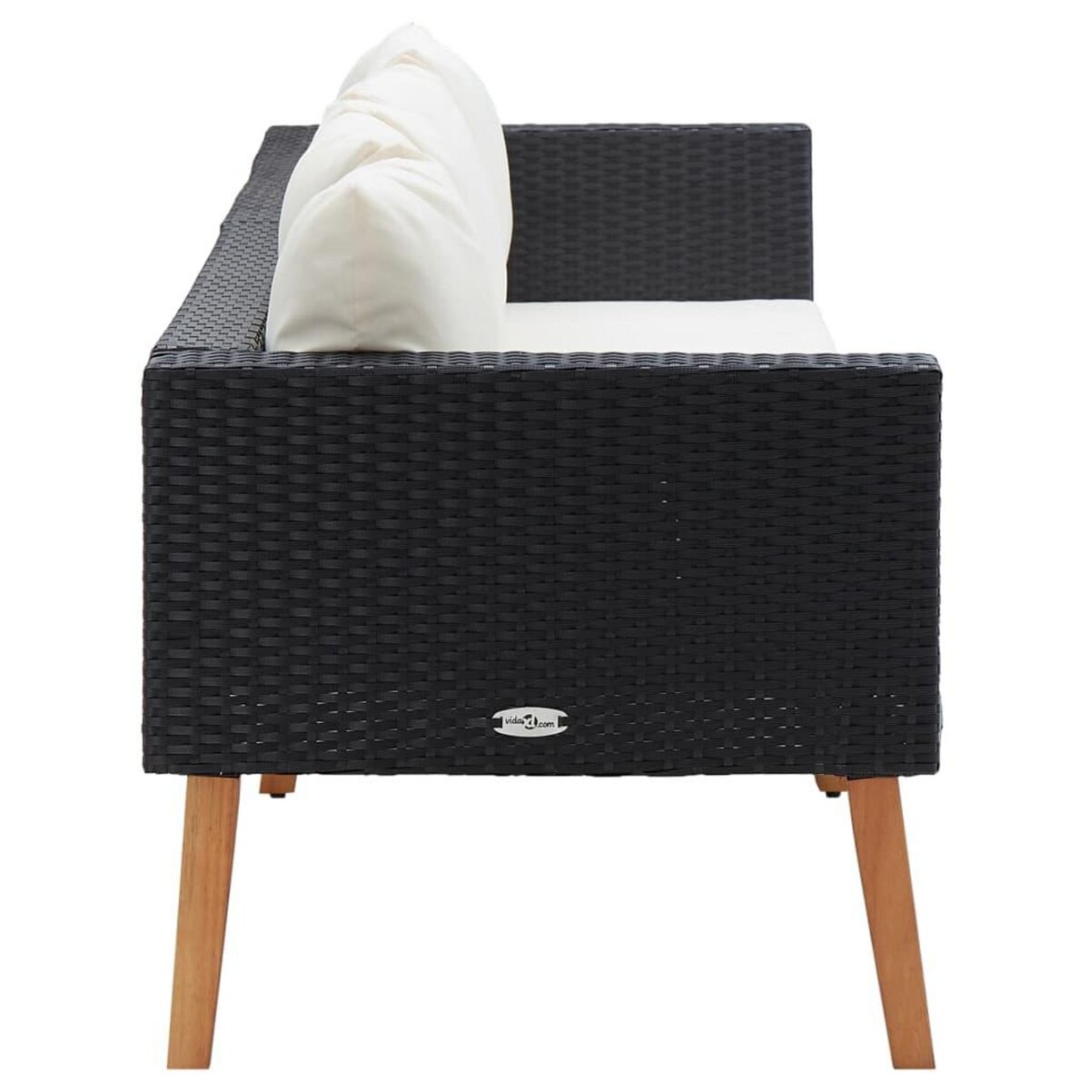 VIDAXL Canape de jardin a 3 places avec coussins Resine tressee Noir