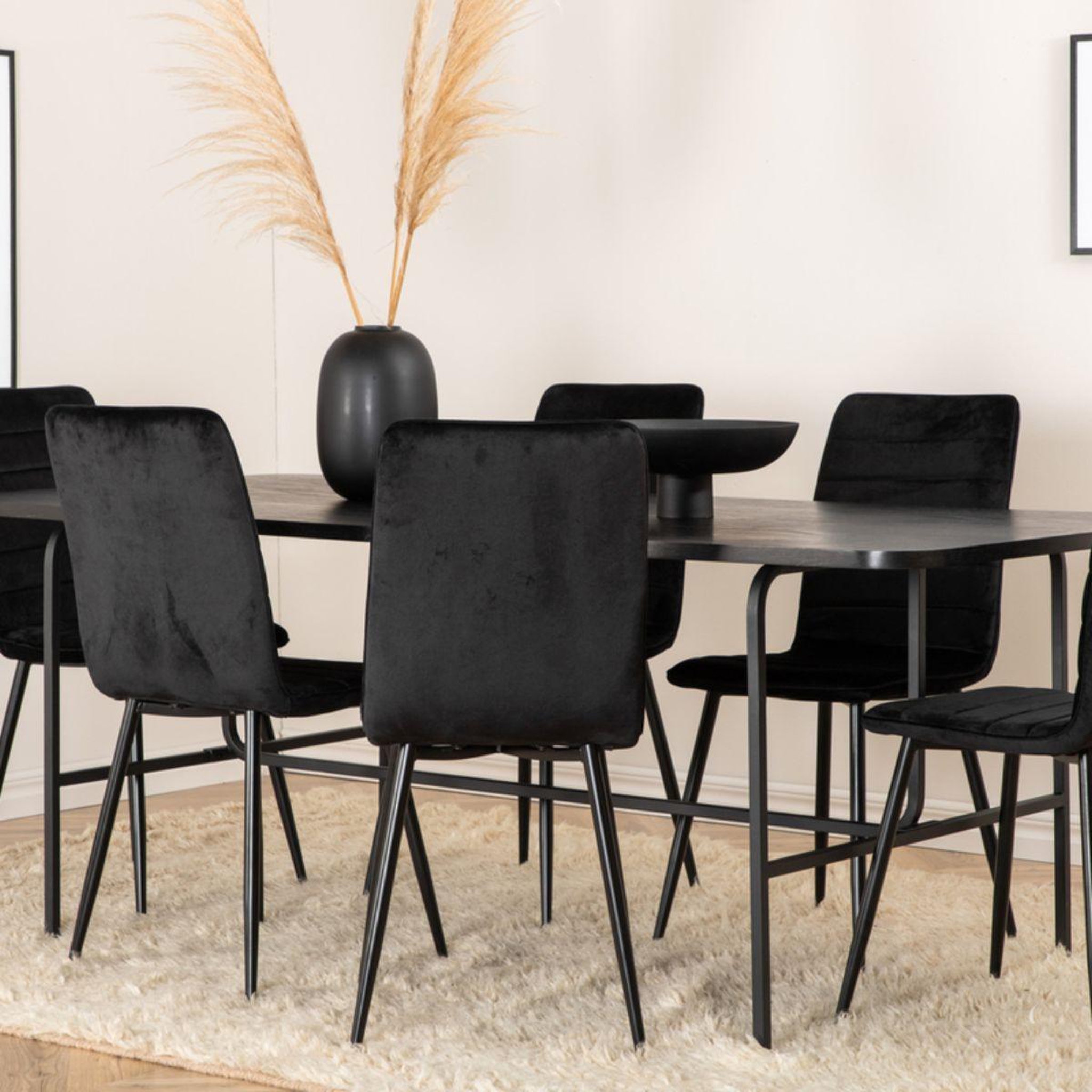 Voir la diapositive 5 : Paris Prix Ensemble table à manger & 6 chaises  uno & windu  200cm noir