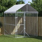 VIDAXL Chenil d'exterieur pour chiens avec toit argente 2x2x2,5 m