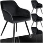 Voir la diapositive 1 : tectake Chaise style scandinave rembourrée aspect velours noir Lot de 4