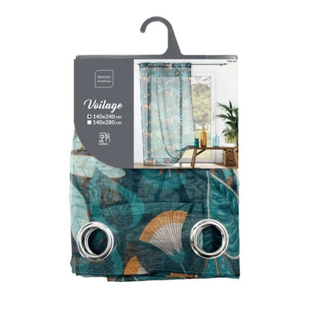 Paris Prix Rideau Voilage à Œillets  Tilda  140x240cm Vert