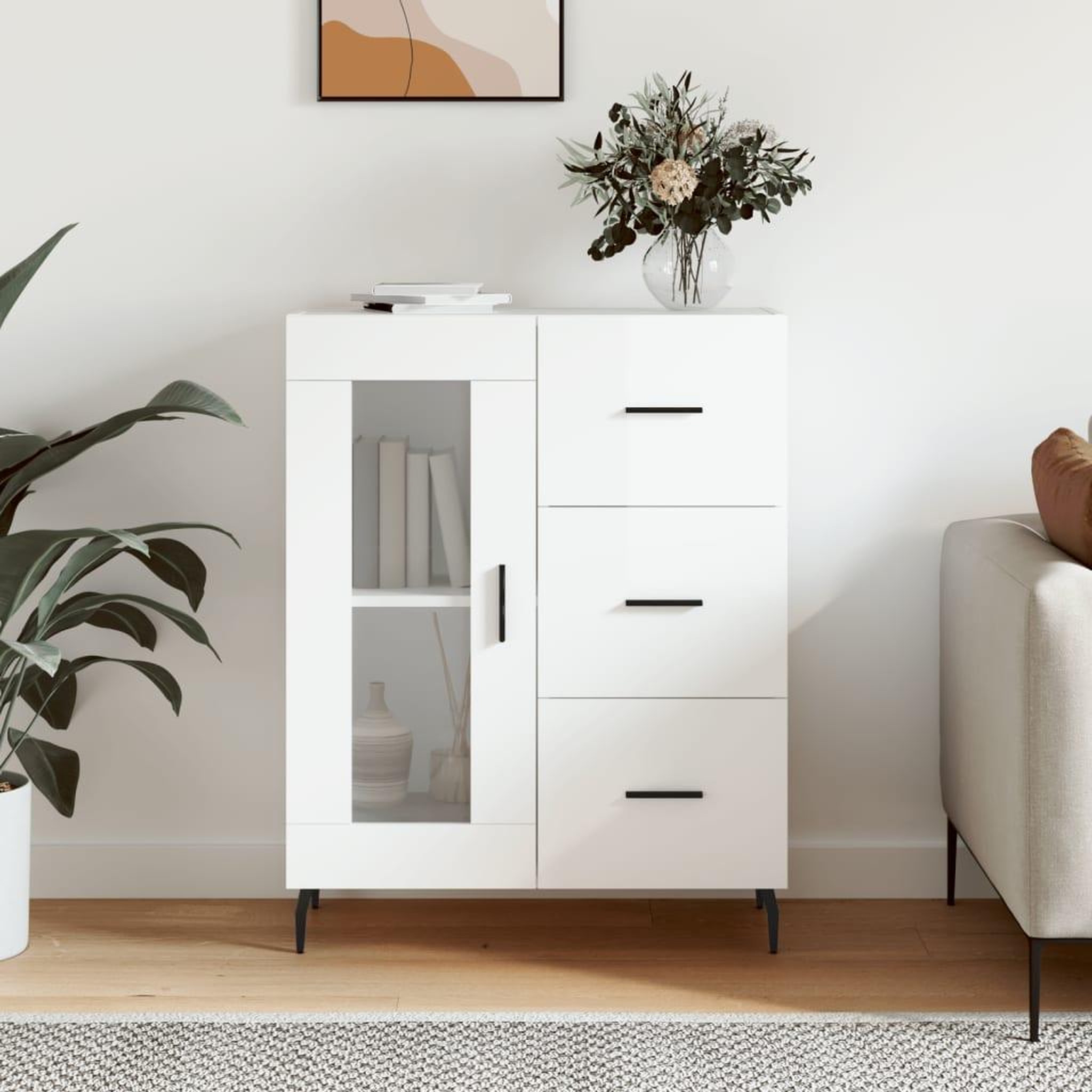 VIDAXL Buffet Blanc brillant 69,5x34x90 cm Bois d'ingenierie