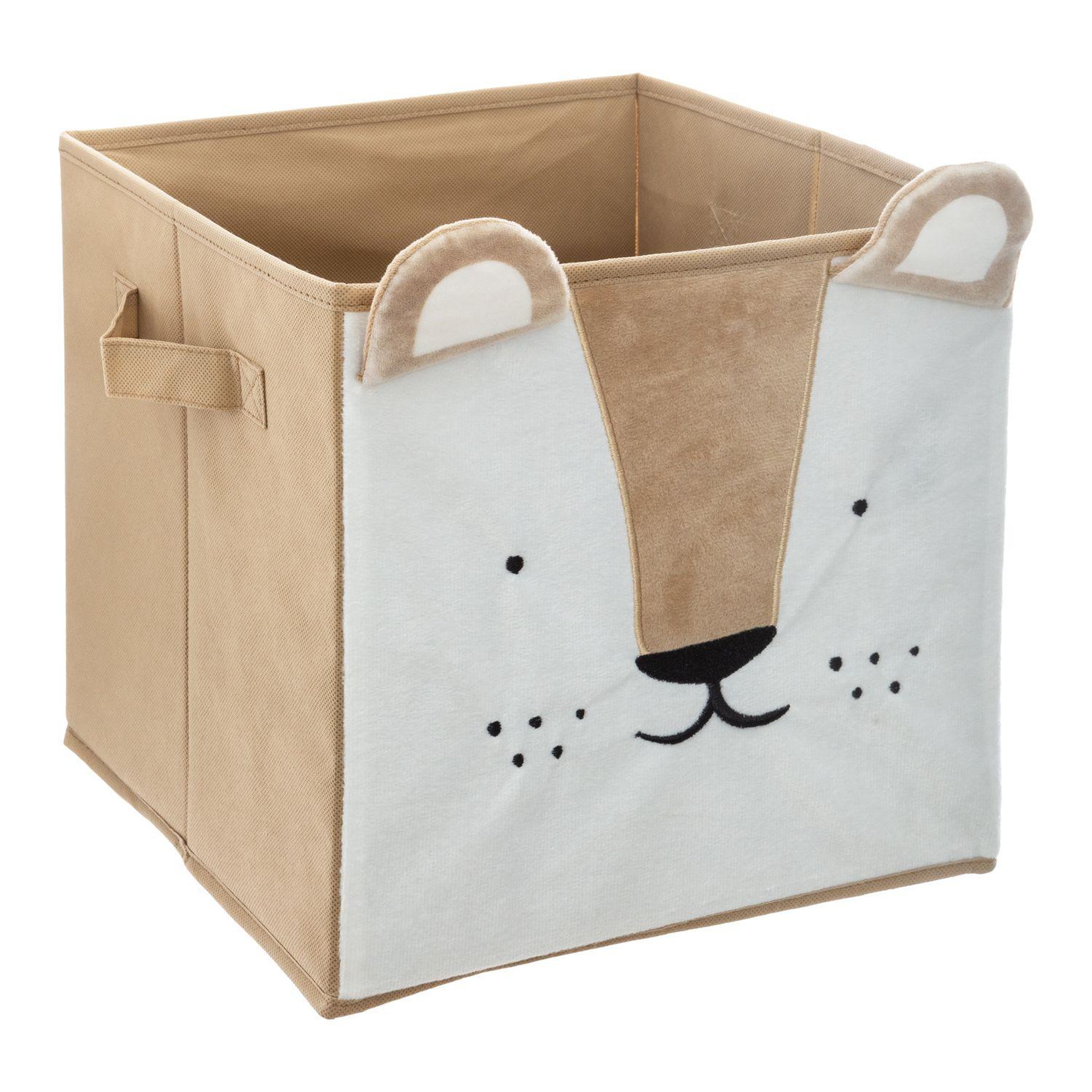 Atmosphera Kids Boîte de rangement enfant design velours Douceur - L. 29 x l. 29 cm - Beige