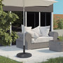 Voir la diapositive 2 : OUTSUNNY Pied de parasol rond base de lestage Ø 45 x 33H cm HDPE aspect rotin tressé poids net 8 Kg noir
