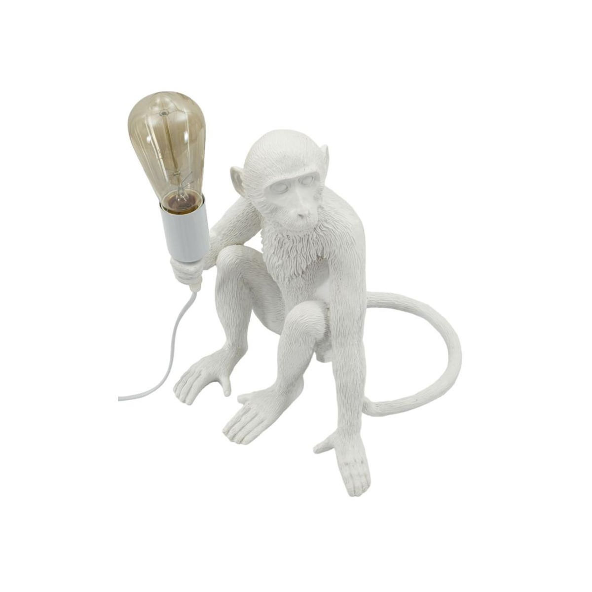 Paris Prix Lampe à Poser Design  Monkey  33cm Blanc