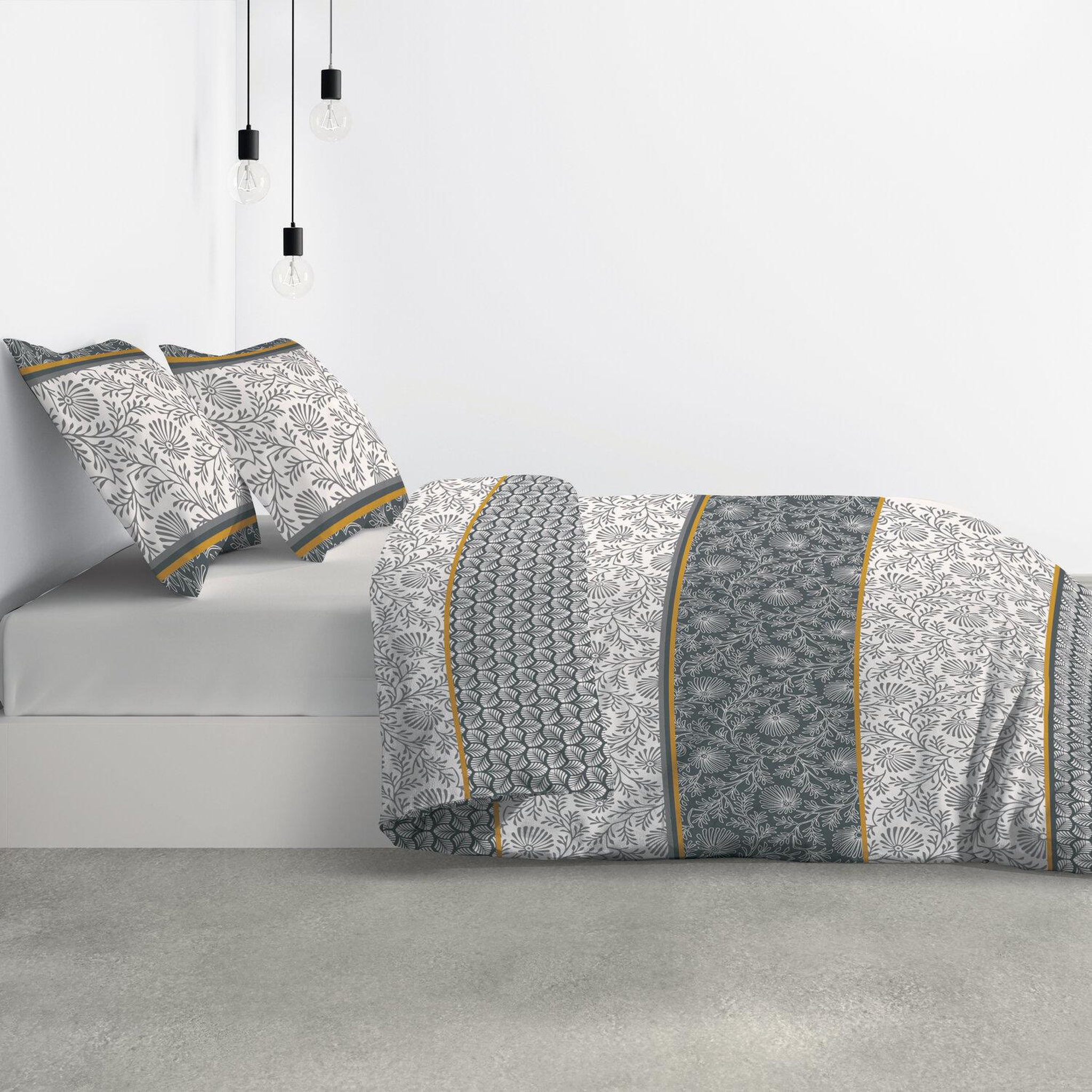 Voir la diapositive 3 : Les Ateliers du Linge Parure de couette 3pcs 240x220cm 100% coton 57 fils/cm2-vega gold