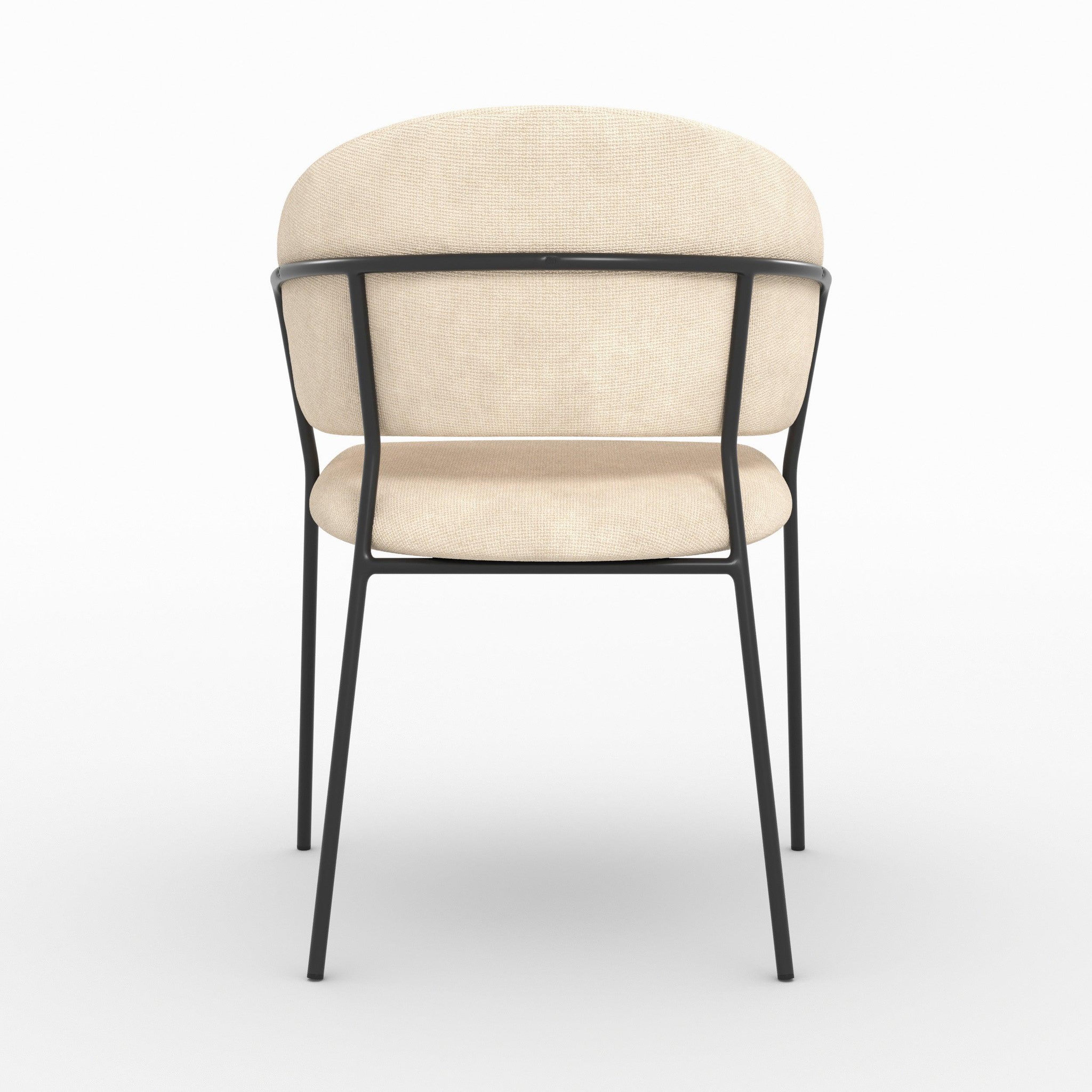 Voir la diapositive 5 : MAISON PAVANE Lot de 2 chaises en tissu beige et pieds en métal noir -amaya