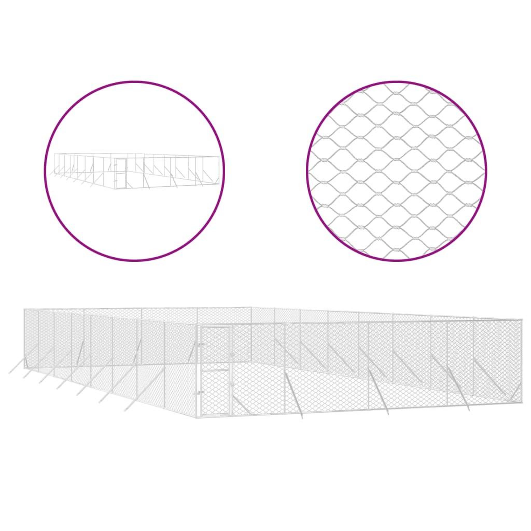 Voir la diapositive 2 : VIDAXL Chenil d'exterieur pour chiens argente 8x16x2 m acier galvanise