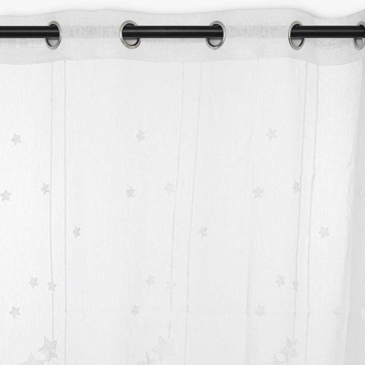 ATMOSPHERA Voilage brodé étoiles - 140 x 240 cm - Blanc