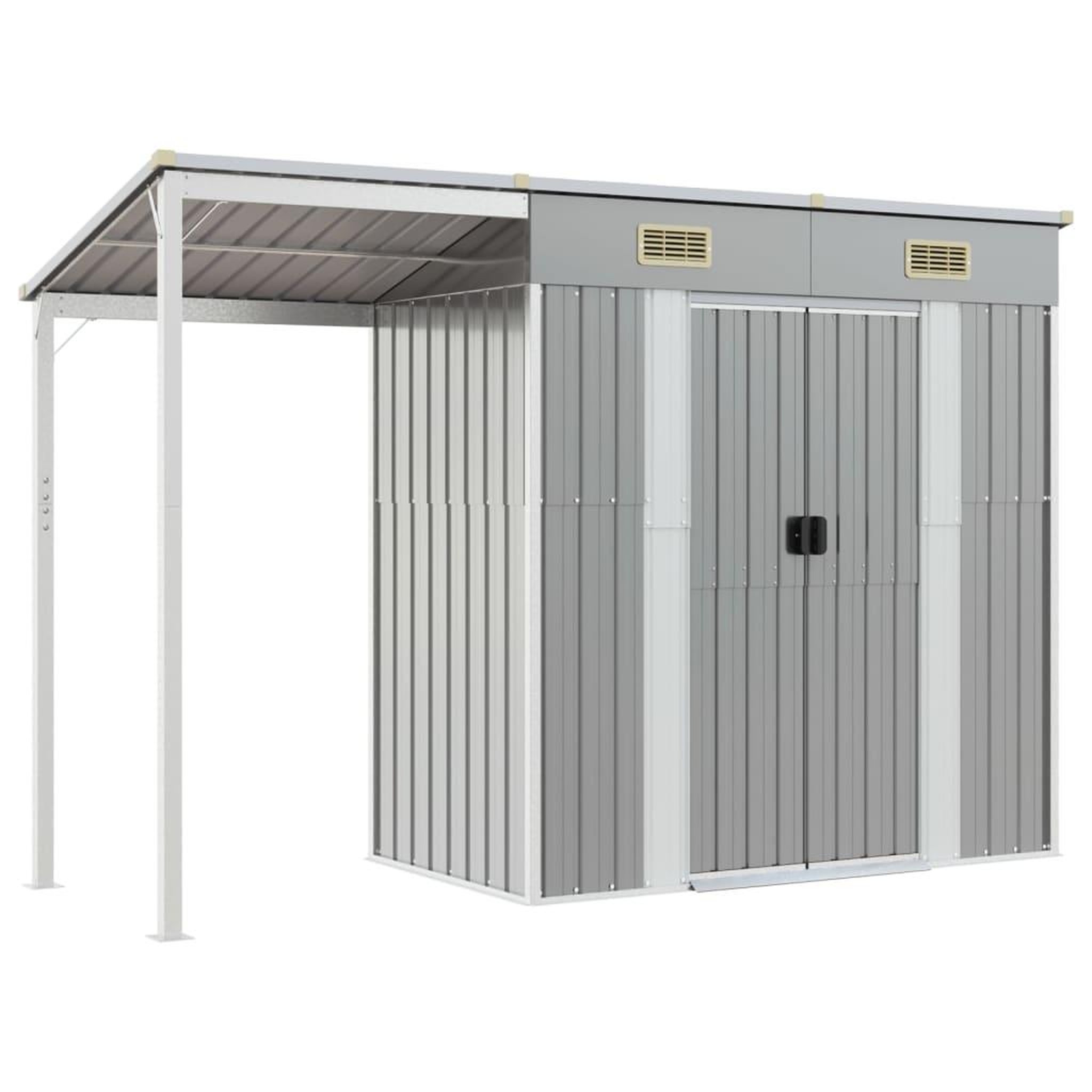 Voir la diapositive 2 : VIDAXL Abri de jardin avec toit prolonge gris clair 277x110,5x181 cm